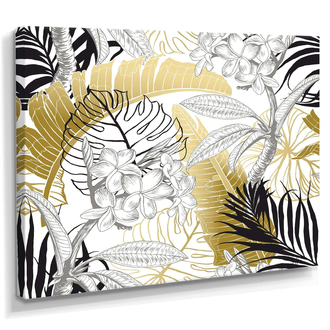 Golden Tropical Pattern I - Canvas Wall Art