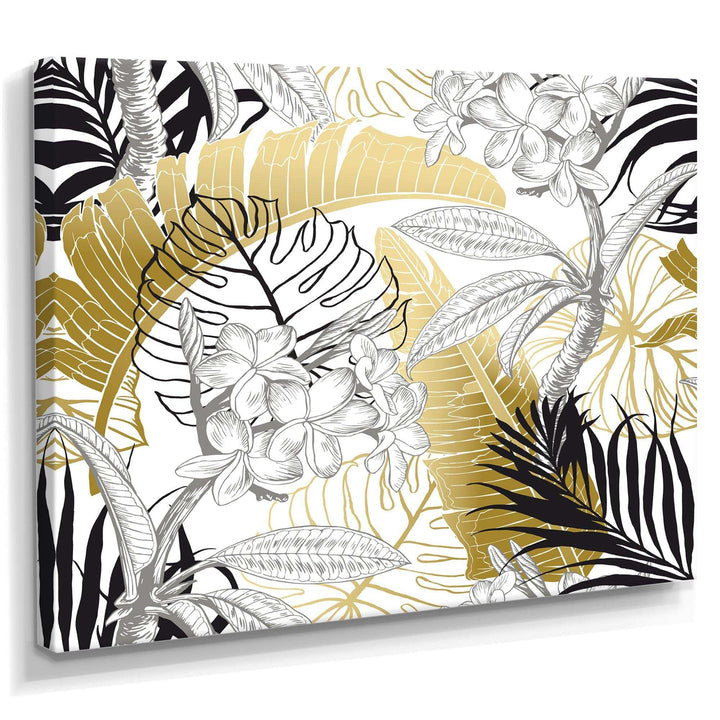 Golden Tropical Pattern I - Canvas Wall Art