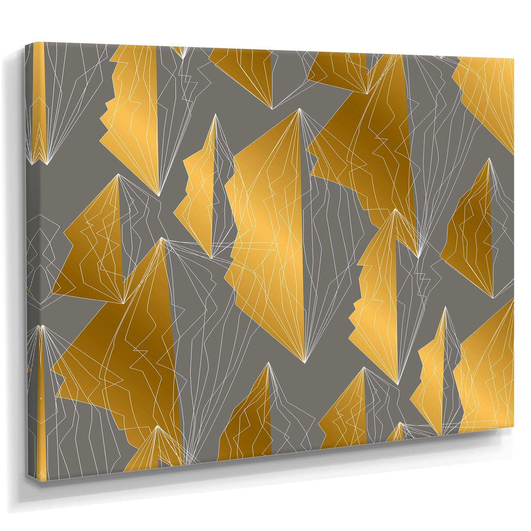 Golden Polygon Pattern - Living Room Wall Decor