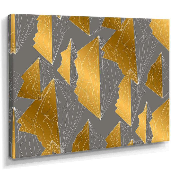 Golden Polygon Pattern - Living Room Wall Decor