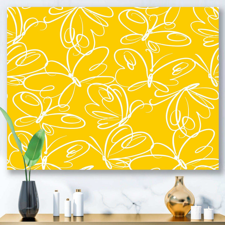 Butterflies hand drawn color pattern - Canvas Wall Art