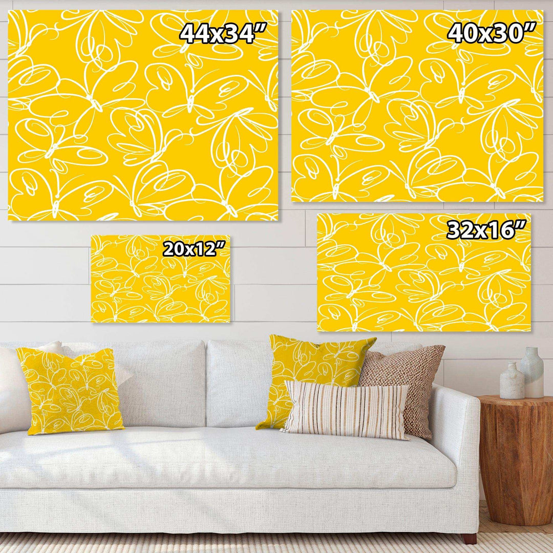 Butterflies hand drawn color pattern - Canvas Wall Art
