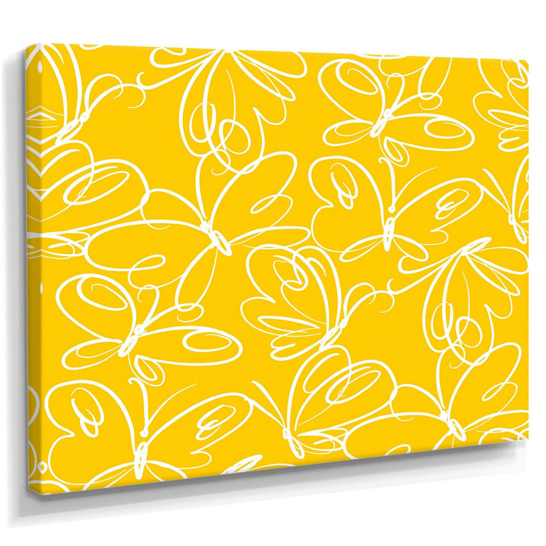 Butterflies hand drawn color pattern - Canvas Wall Art