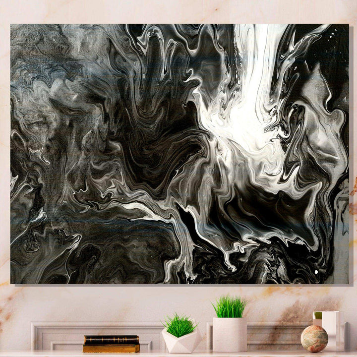 White, grey and White Hand Painted Marble Acrylic IV - Wall Art Prints