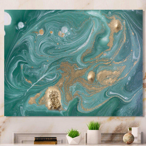 Nature Green and Gold Marble - Bedroom Wall Art