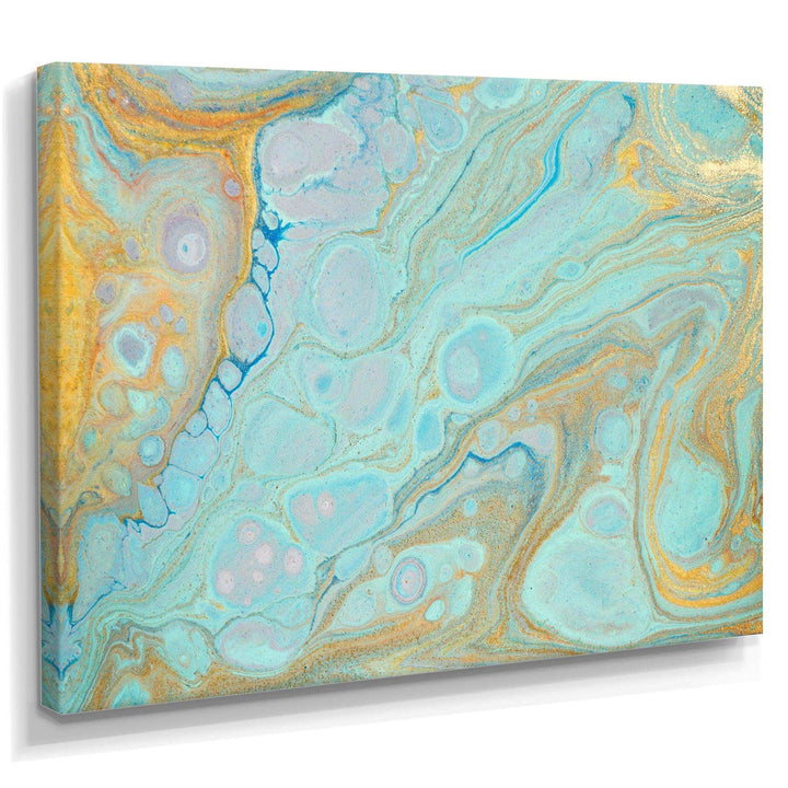 Blue and Gold Marble Agate Ripples II - Wall Art Prints