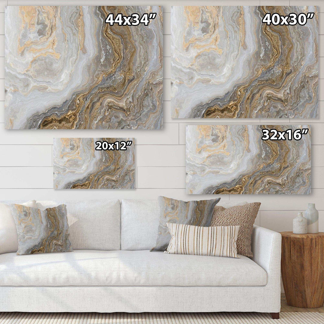 White Marble with Curley Grey and Gold Veins - Bedroom Wall Art