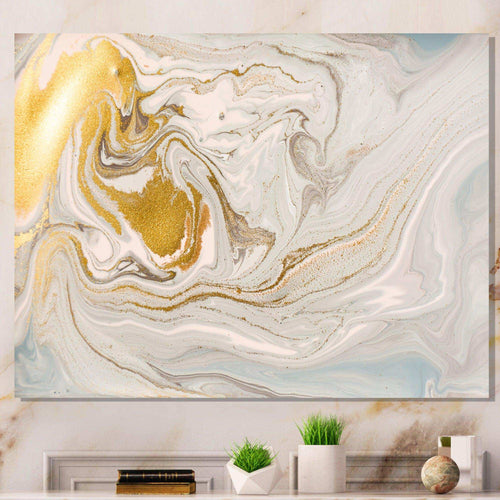 Pastel and Gold Glitter Marble - Canvas Wall Art