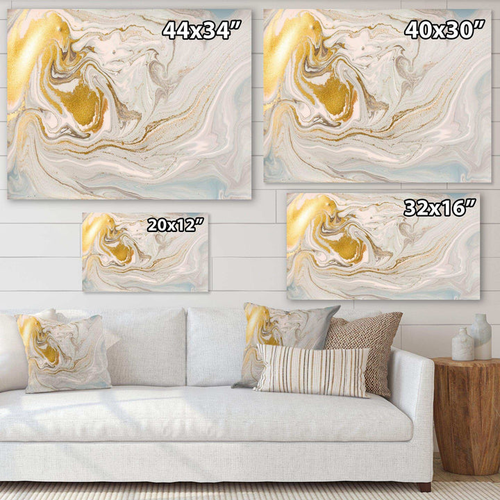 Pastel and Gold Glitter Marble - Canvas Wall Art