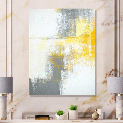Grey and Yellow Blue Abstract XI - Canvas Wall Art
