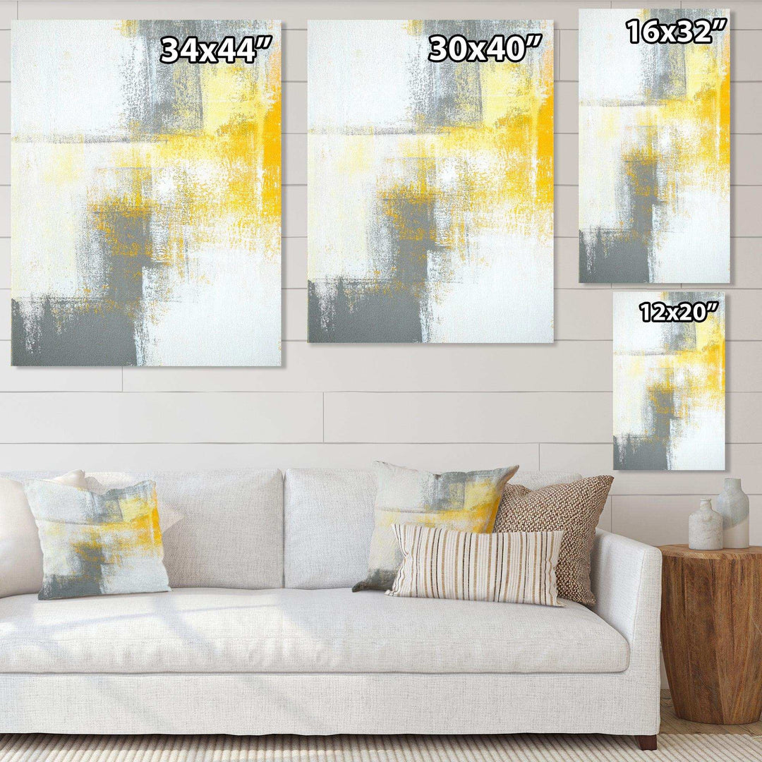 Grey and Yellow Blue Abstract XI - Canvas Wall Art