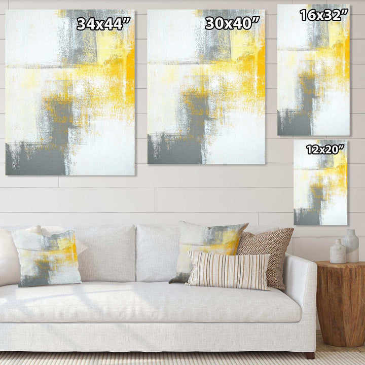 Grey and Yellow Blue Abstract XI - Canvas Wall Art