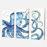 Blue Deep Sea VIII Coastal Premium Canvas Wall Art - 36x28 - 3 Panels