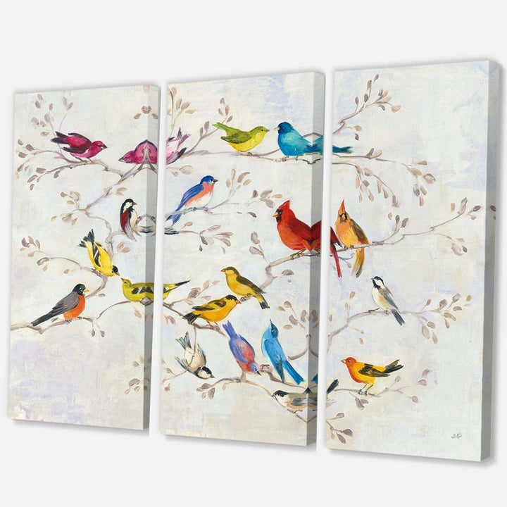 Multi-Color Bird on Tree - Country Charm Multi-Panels Wall Art 3 Prints