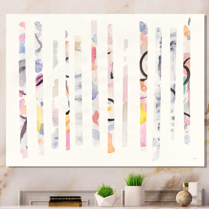 Multi-Color Geometric Bars - Modern Bedroom Wall Art