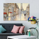 Love in Paris III Romantic French Country  Premium Canvas Wall Art - 36x28 - 3 Panels