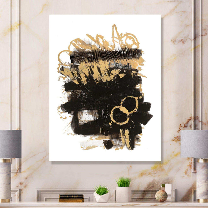 Gold and Black drift II - Modern Living Room Wall Decor
