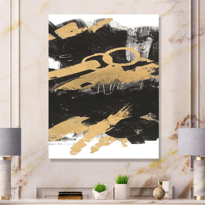 Gold and Black drift IV - Modern Living Room Wall Decor