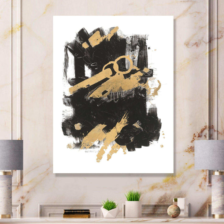 Gold and Black drift I - Modern Canvas Wall Art