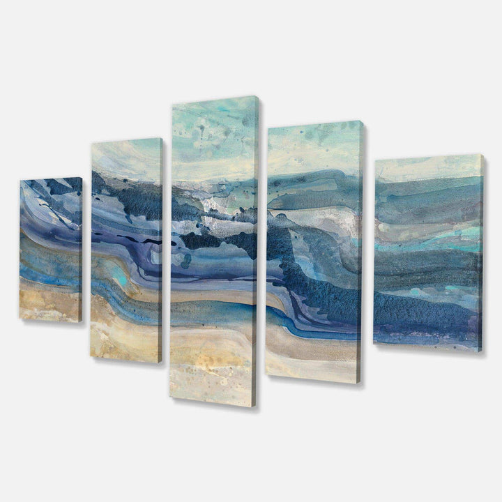 Coast Blue Sea Waves Watercolour - Nautical &amp; Coastal Multi-Panels Wall Art Prints
