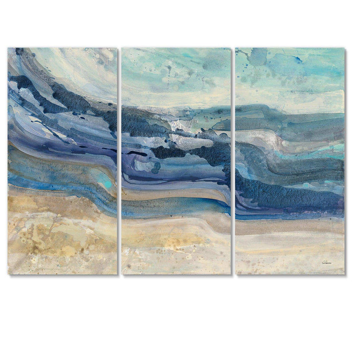 Coast Blue Sea Waves Watercolour - Nautical &amp; Coastal Multi-Panels Wall Art Prints