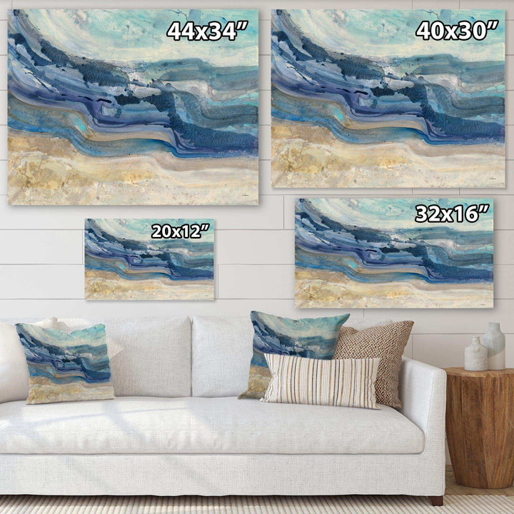 Coast Blue Sea Waves Watercolour - Nautical &amp; Coastal Canvas Wall Art