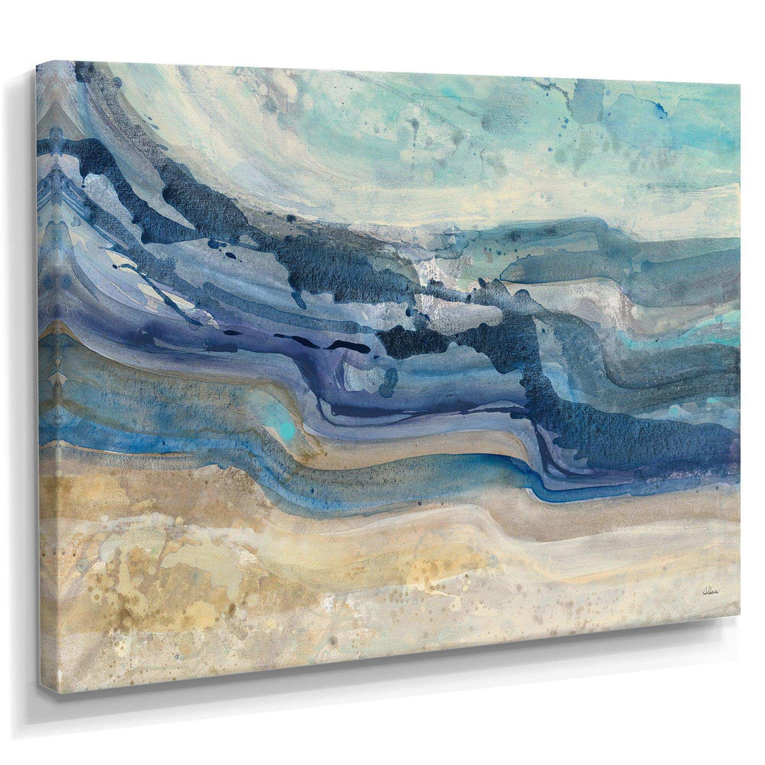 Coast Blue Sea Waves Watercolour - Nautical &amp; Coastal Canvas Wall Art