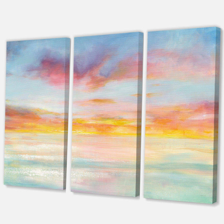 Pastel Pink And Blue Clouds - Abstract Multi-Panels Wall Art 3 Prints