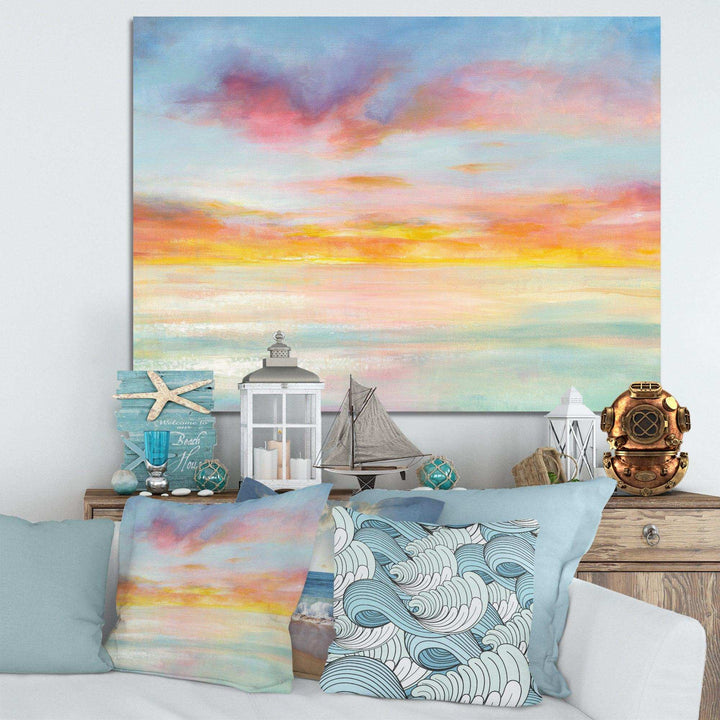 Pastel Pink And Blue Clouds - Nautical &amp; Coastal Wall Art Prints