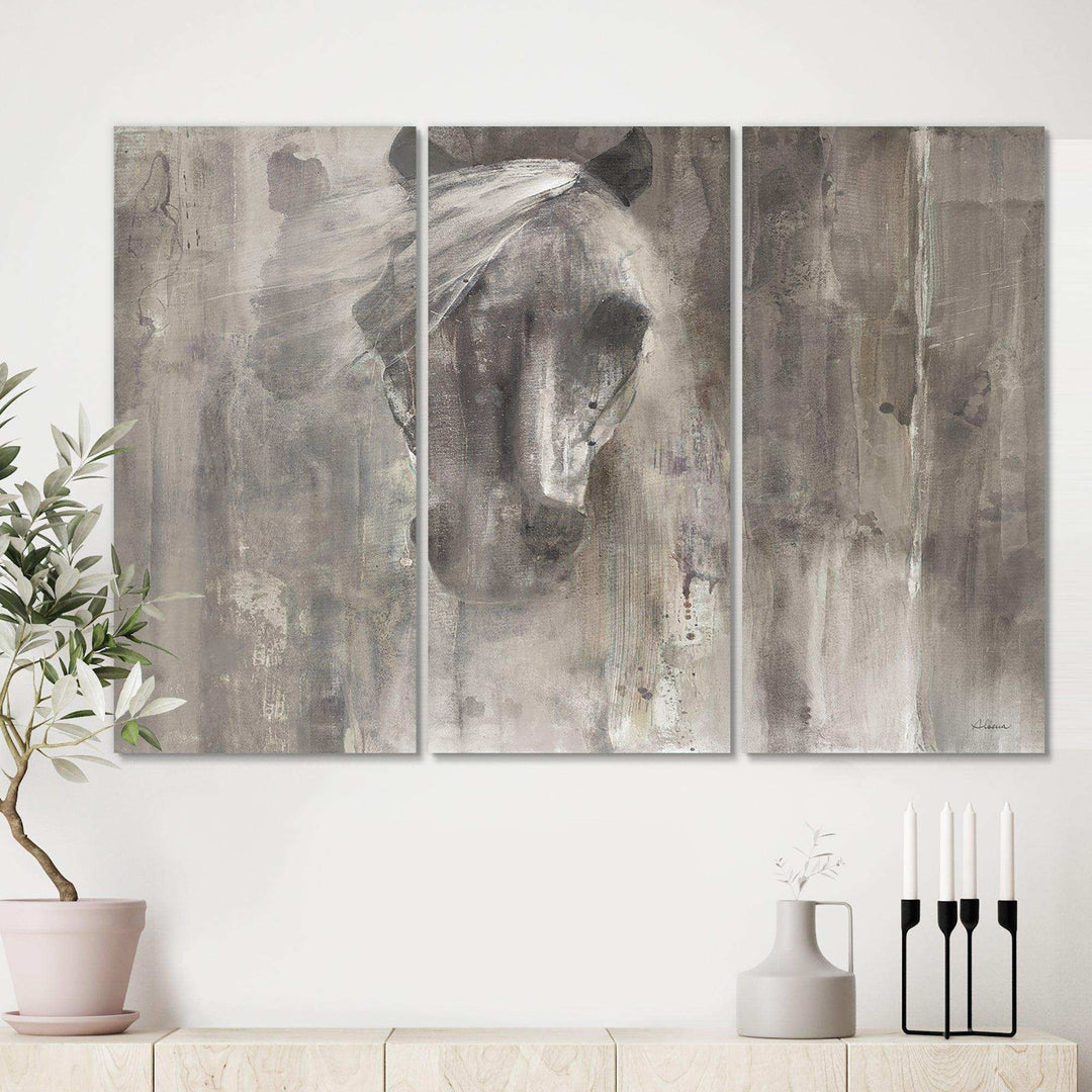 Farmhouse Horse Modern Farmhouse Canvas Artwork - 36x28 - 3 Panels