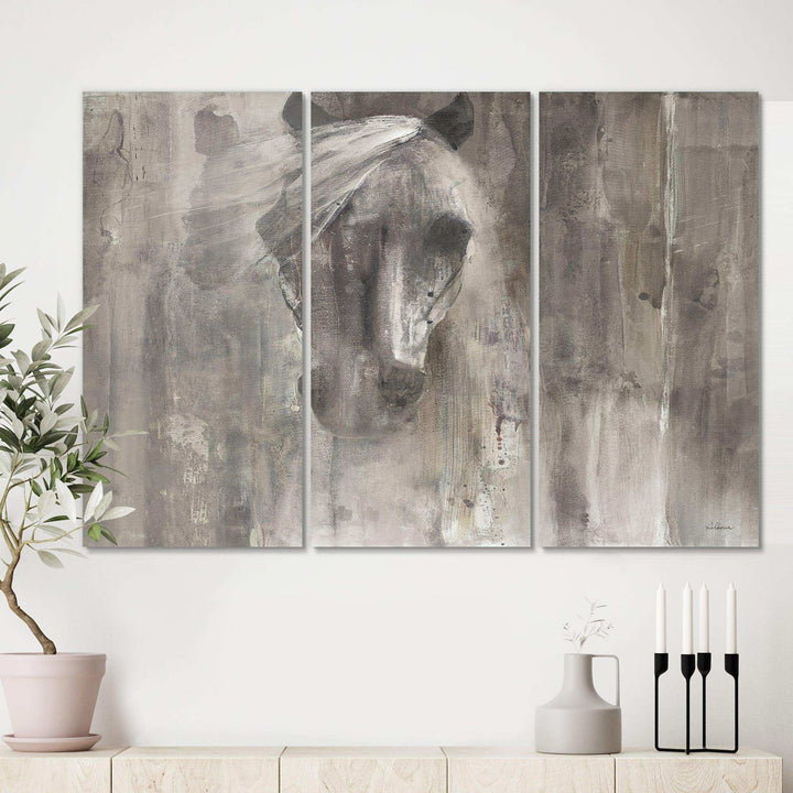 Farmhouse Horse Modern Farmhouse Canvas Artwork - 36x28 - 3 Panels