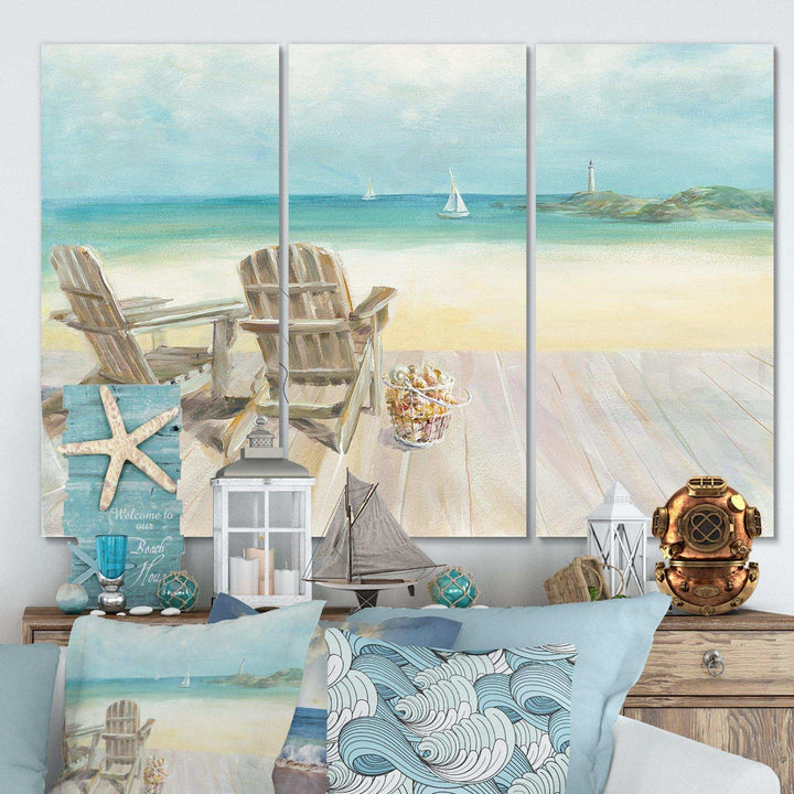 Seaside Morning no Window - Beach Multi-Panels Wall Art 3 Prints