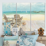 Seaside Morning no Window Coastal Gallery-wrapped Canvas - 36x28 - 3 Panels