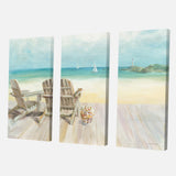Seaside Morning no Window Coastal Gallery-wrapped Canvas - 36x28 - 3 Panels