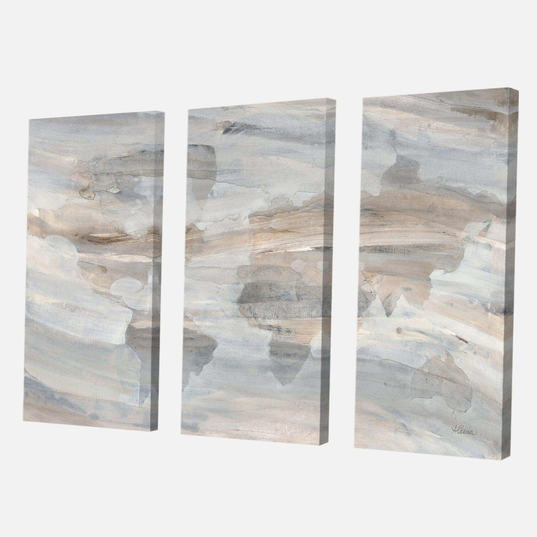 Gouache Sapphire on Gray - Abstract Multi-Panels Wall Art 3 Prints