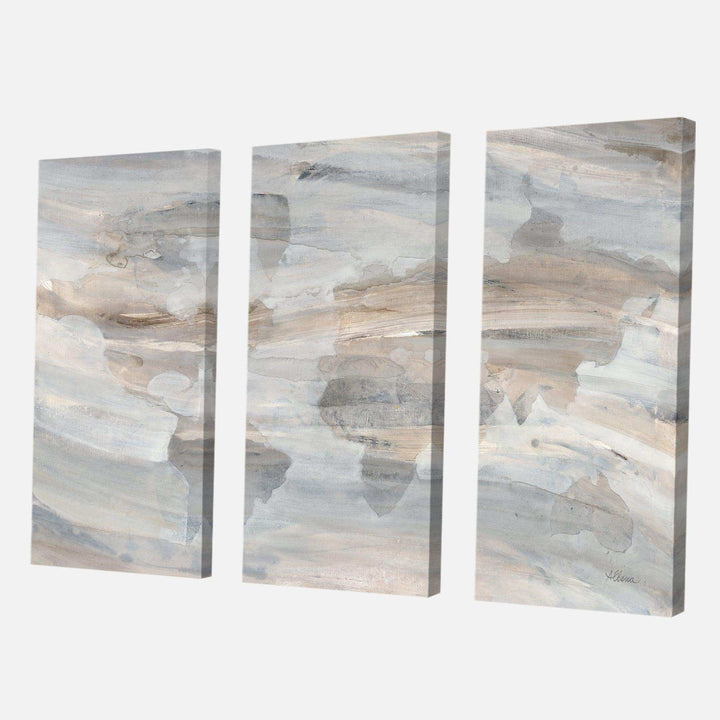 Gouache Sapphire on Gray - Abstract Multi-Panels Wall Art 3 Prints