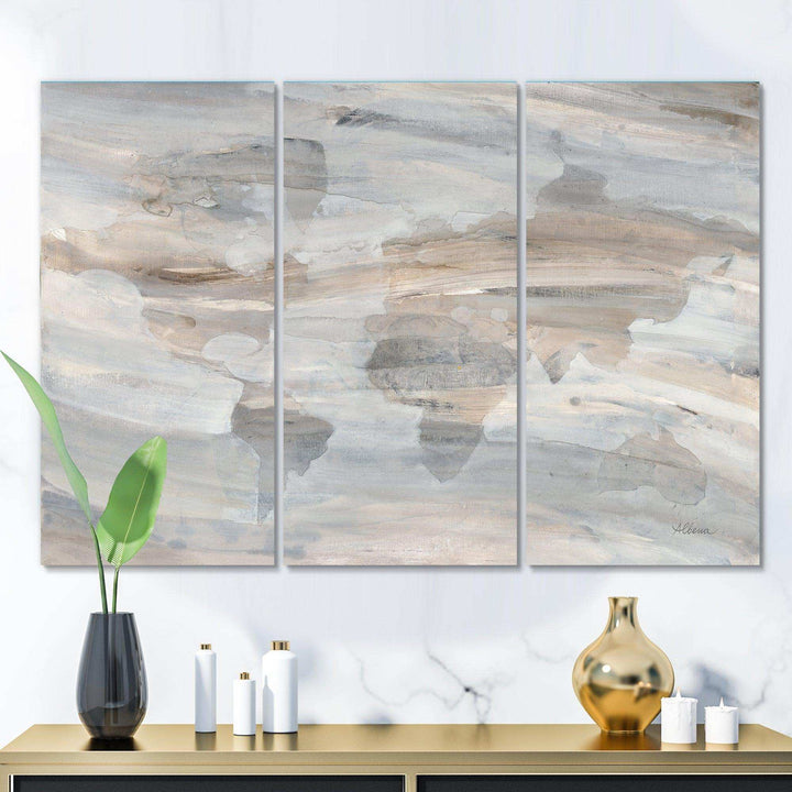 Gouache Sapphire on Gray - Abstract Multi-Panels Wall Art 3 Prints