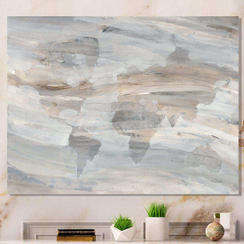 Misty World Map - Traditional Canvas Wall Art