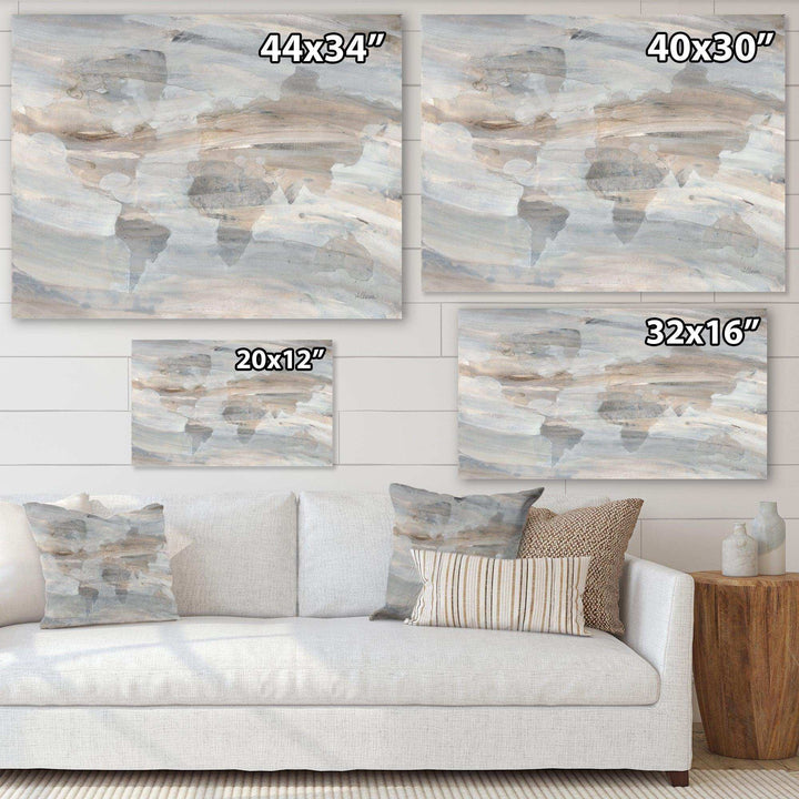 Misty World Map - Traditional Canvas Wall Art