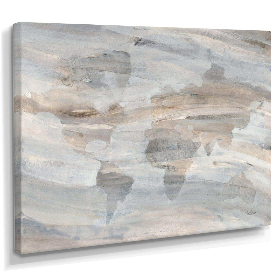 Misty World Map - Traditional Canvas Wall Art
