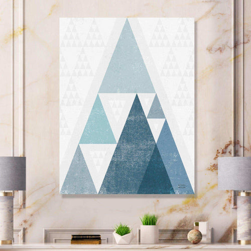 minimal Triangles III Blue - Mid-Century Modern Living Room Wall Decor
