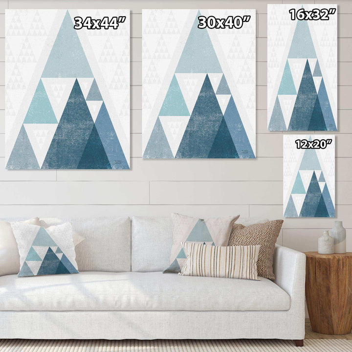 minimal Triangles III Blue - Mid-Century Modern Living Room Wall Decor