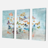 Butterflies Dancing I Wildlife Canvas Artwork - 36x28 - 3 Panels