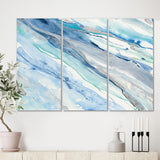 Blue Silver Spring II Modern Lake House Gallery-wrapped Canvas - 36x28 - 3 Panels