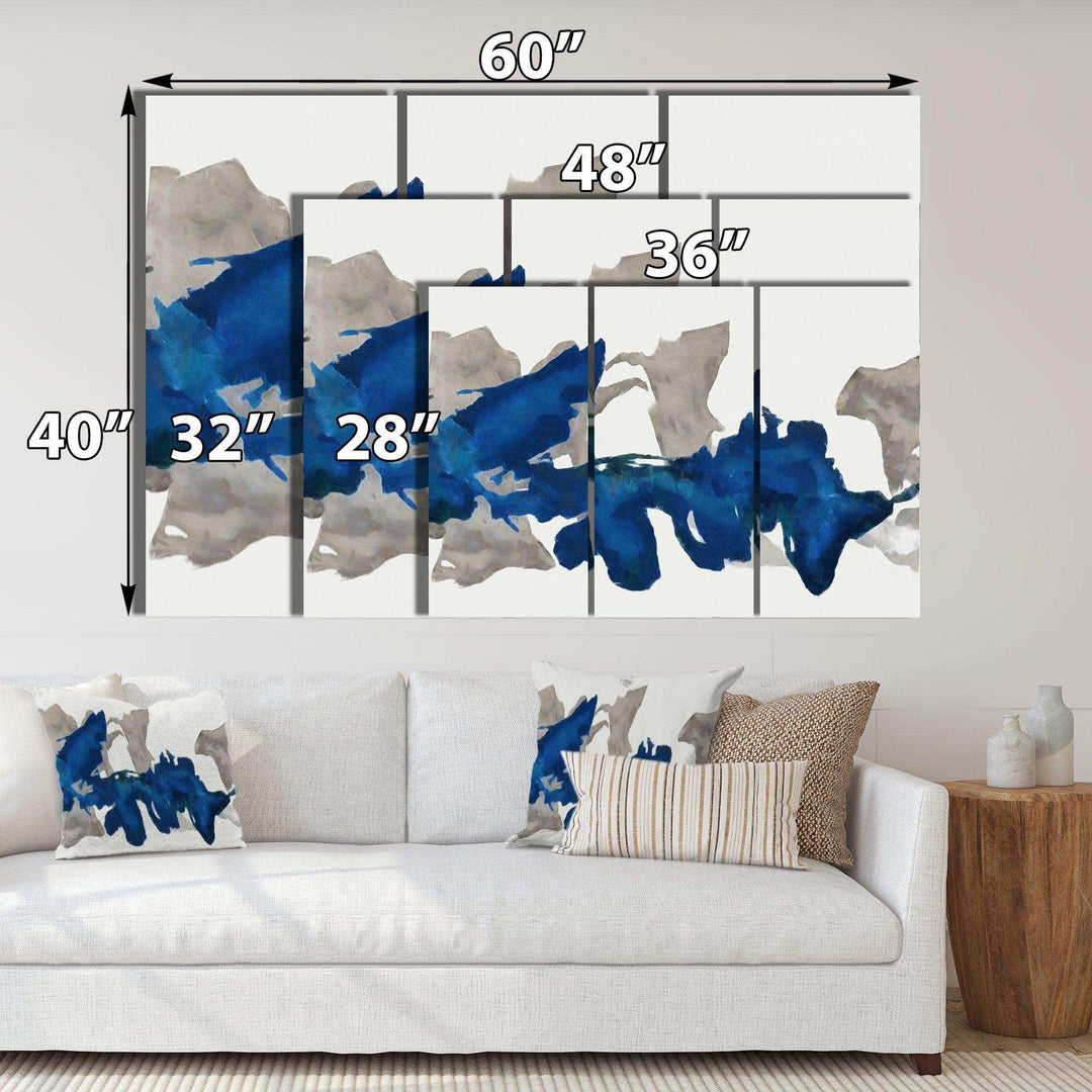 Gouache Sapphire on Gray - Modern Living Room Wall Decor