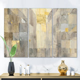 Gold Square Watercolor Glam Canvas Artwork - 36x28 - 3 Panels