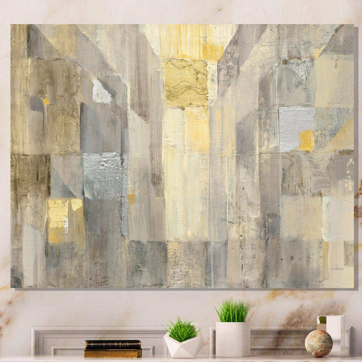Gold Square Watercolor - Modern Bedroom Wall Art