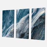 Splash Blue Indigo Modern Canvas Artwork - 36x28 - 3 Panels