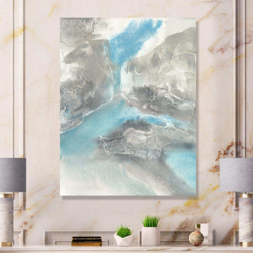 Watercolor Minimal Blue Tones II - Mid-Century Modern Living Room Wall Decor