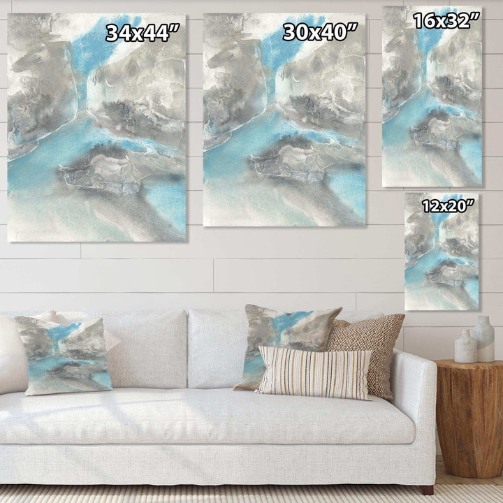 Watercolor Minimal Blue Tones II - Mid-Century Modern Living Room Wall Decor